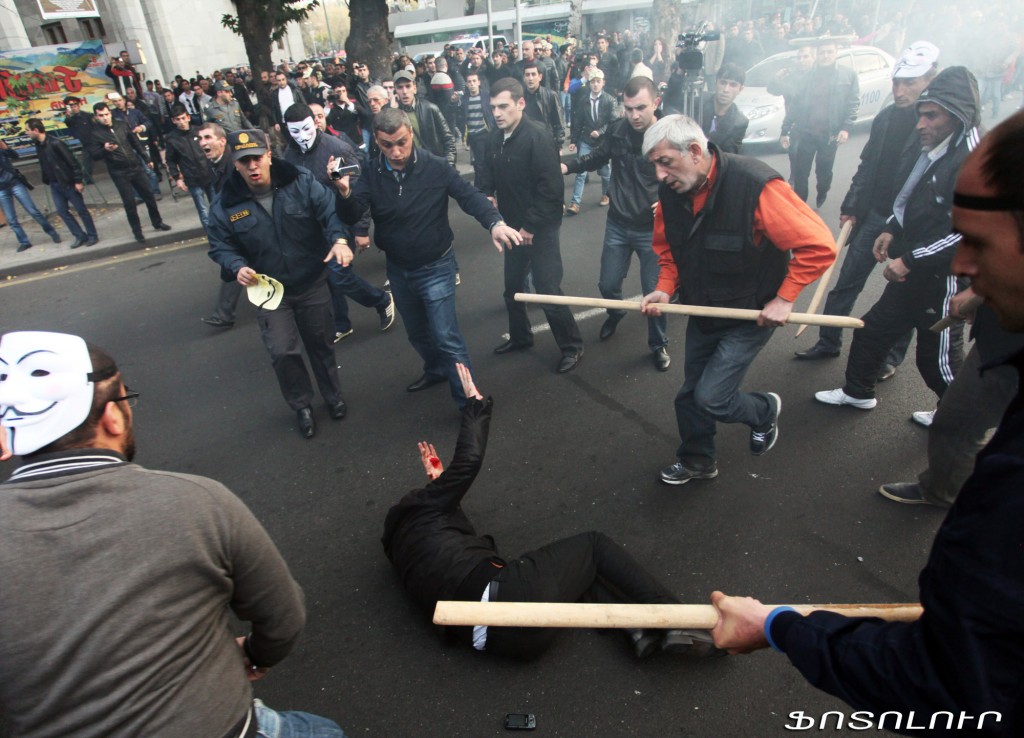 Million Mask March in Yerevan on Freedom Square