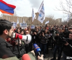 Activists of âDem Emâ civil initiative hold a protest action in front of the RA Ministry of Finance