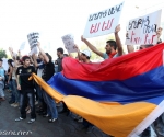 Activists continue the sit-in in front of the Municipality of Yerevan