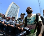 Activists protesting in front of the building of the Public Services Regulatory Commission of Armenia blocked Saryan street which caused a clash between the activists and the police