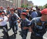 Activists protesting in front of the building of the Public Services Regulatory Commission of Armenia blocked Saryan street which caused a clash between the activists and the police