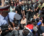 Activists protesting in front of the building of the Public Services Regulatory Commission of Armenia blocked Saryan street which caused a clash between the activists and the police