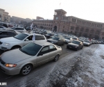 Awareness automobile protest action against the law on accumulative pension system was organized on the Republic Square