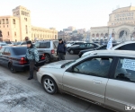 Awareness automobile protest action against the law on accumulative pension system was organized on the Republic Square