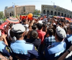 A flash mob is organized in support of activists who hold a sit-in in front of the Municipality of Yerevan