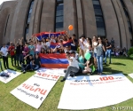A flash mob is organized in support of activists who hold a sit-in in front of the Municipality of Yerevan