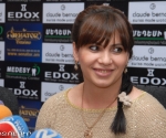 Weightlifter Hripsime Khurshudyan gives a press conference in P.S. press club