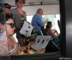 Activists distribute leaflets about the public transport price at the bus stop at Mashtots-Amiryan crossing