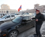 Awareness automobile protest action against the law on accumulative pension system was organized on the Republic Square