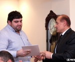 RA Minister of Sport and Youth Affairs Yuri Vardanyan recieves and awards the Armenian sportsmen who have participated in the European Championships 2014