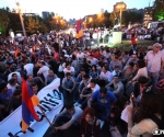 Members of "Dem Em" civil initiative started a sit-in on the France Square in Yerevan