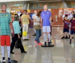 Mannequins of famous football players are place at âZvartnotsâ international airport in frames of the festive events organized towards the FIFA World Cup Brazil 2014