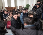 Journalists were not allowed to cover the defense of Mayor of Yerevan Taron Margaryan's PhD thesisActivists hold a protest action in front of the State University of Economics during Taron Margaryan's defense of PhD thesis