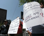 People rally in front of the Russian Embassy in Yerevan in support of the Armenian citizen Hrachya Harutyunyan who is detained after car crash near Moscow killing 18 people