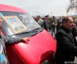 Father of killed soldier tries to bring his son's body to Yerevan from Verin Getashen village in Gegharkunik marz