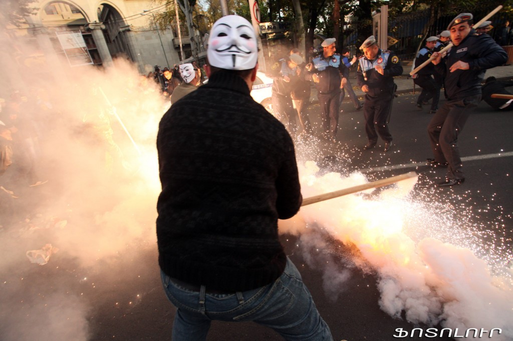 Million Mask March in Yerevan on Freedom Square